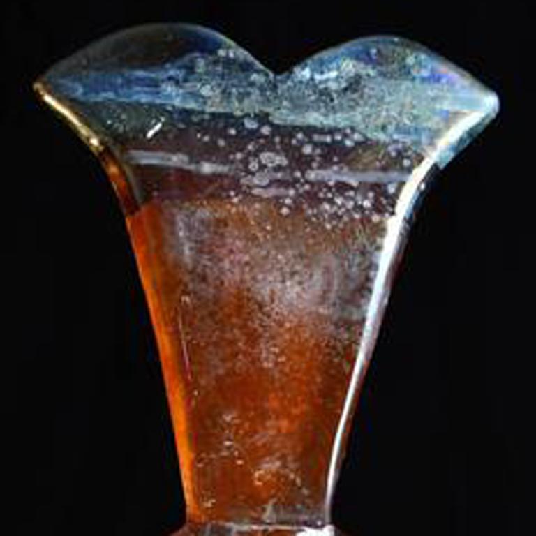 'Amber the Red Bottle' Hot Sculpted Glass Off the Pipe - Sculpture by Louis Sclafani