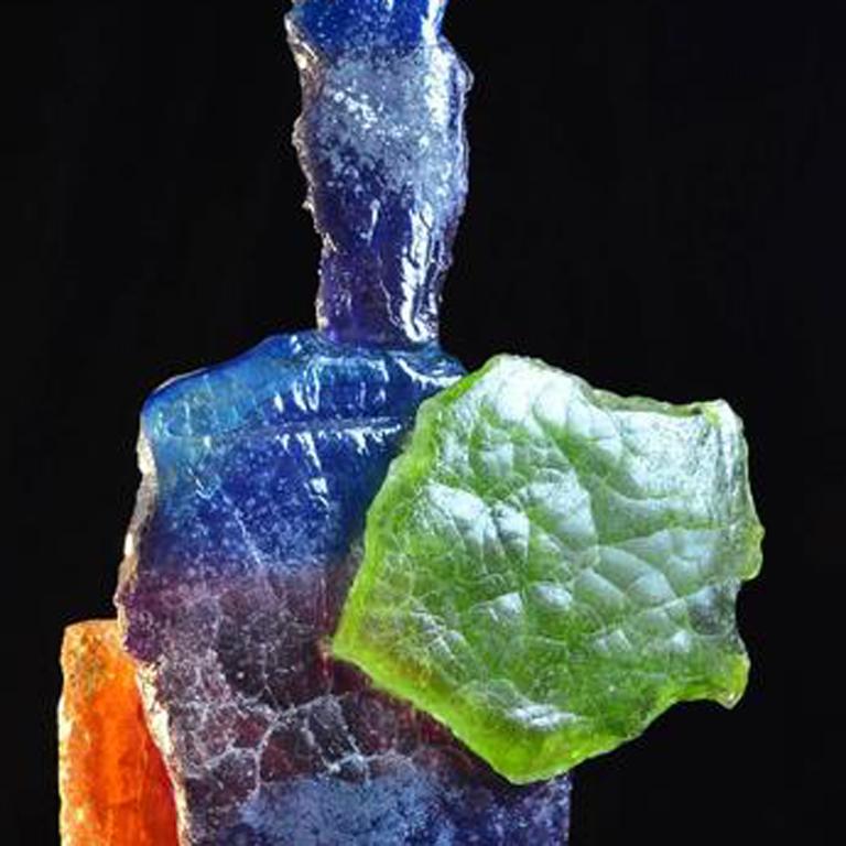 'Shard Bottle' Abstracted Glass Sculpture - Black Figurative Sculpture by Louis Sclafani