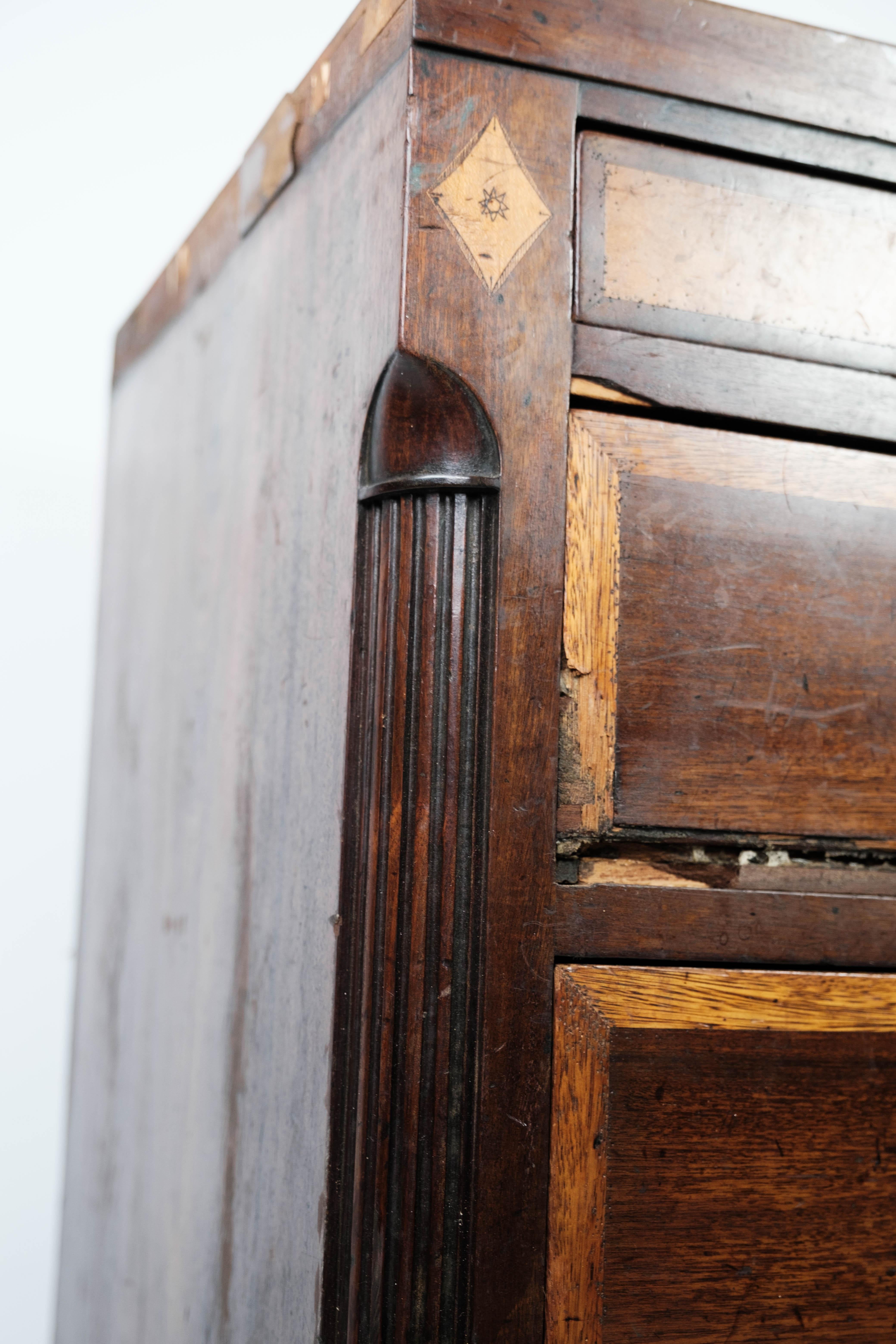 Inlay Louis Seize Chest of Drawers Made In Mahogany With Inlaid Wood From 1790s For Sale