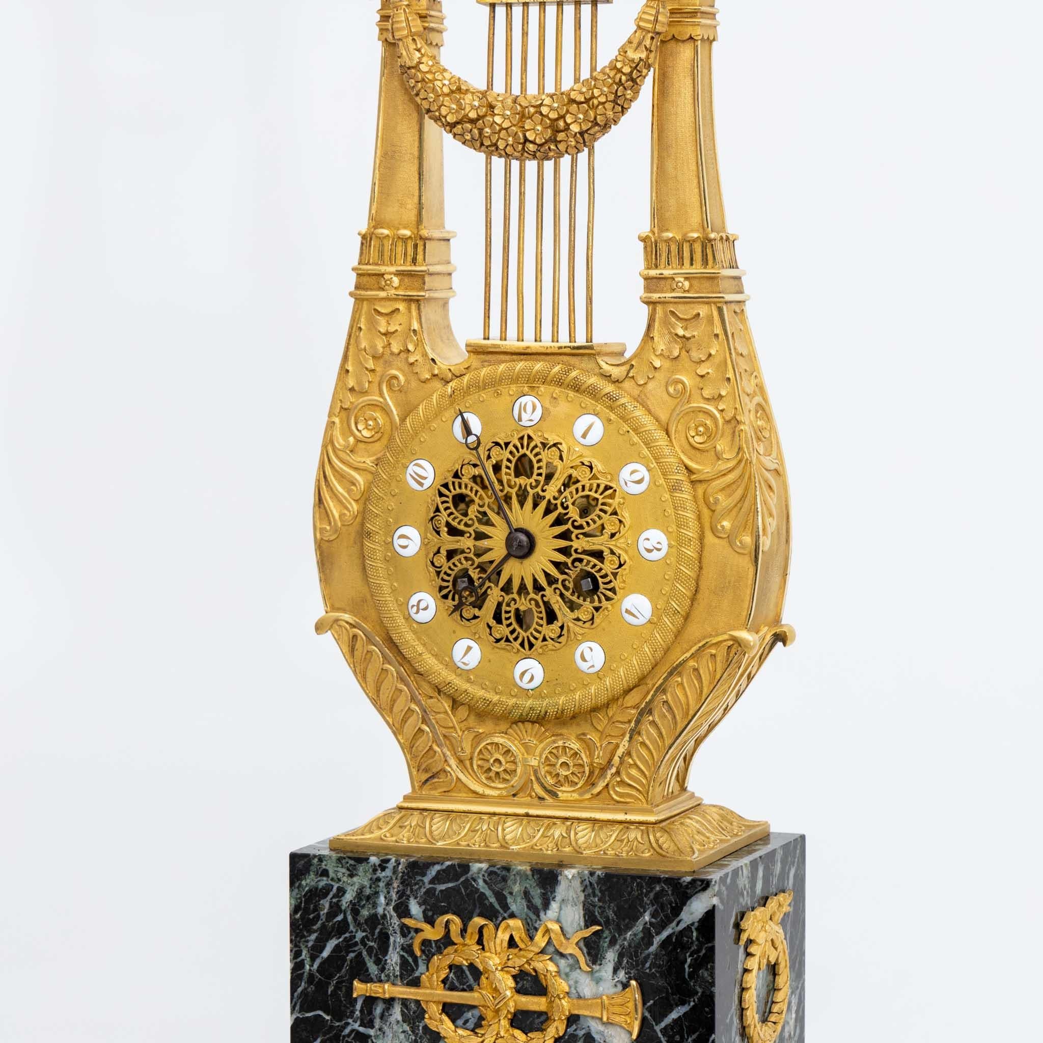 Late 18th Century Louis Seize Lyre Mantel Clock, Probably Paris, circa 1780 For Sale