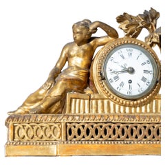 Antique Louis Seize Mantel Clock in a Giltwood Case, End of 18th Century