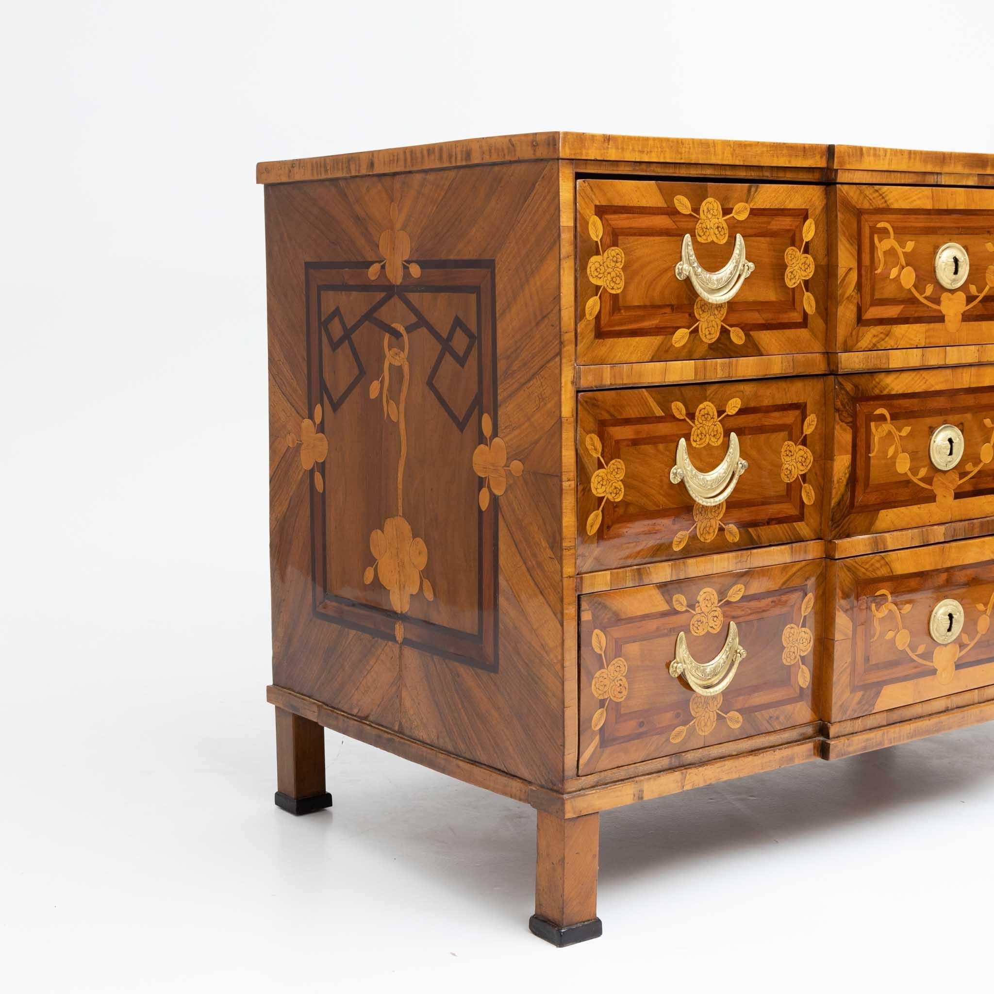 Louis Seize Marquetry Chest of Drawers, Walnut veneered, Late 18th Century For Sale 4