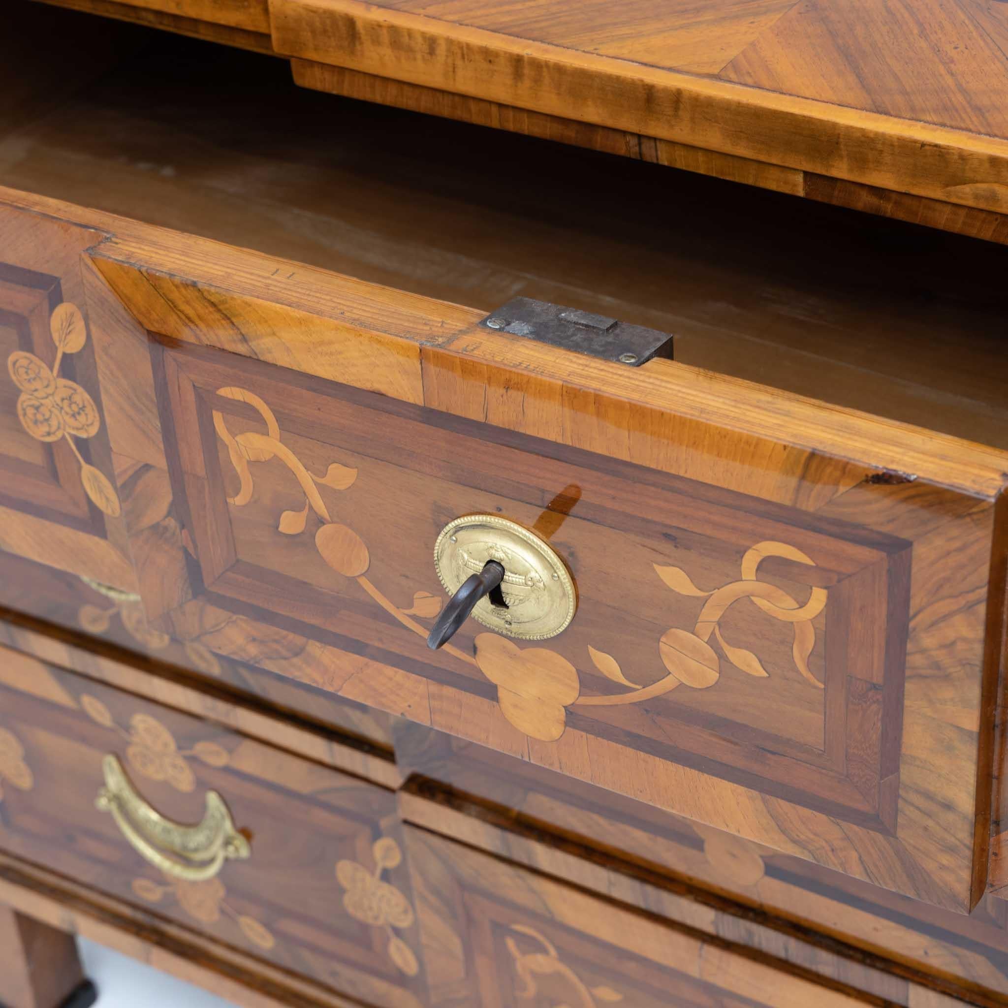Louis XVI Louis Seize Marquetry Chest of Drawers, Walnut veneered, Late 18th Century For Sale