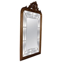 Antique Louis-Seize Palace Size 19th Century Italian Mirror Stucco / Facet Cut Baroque