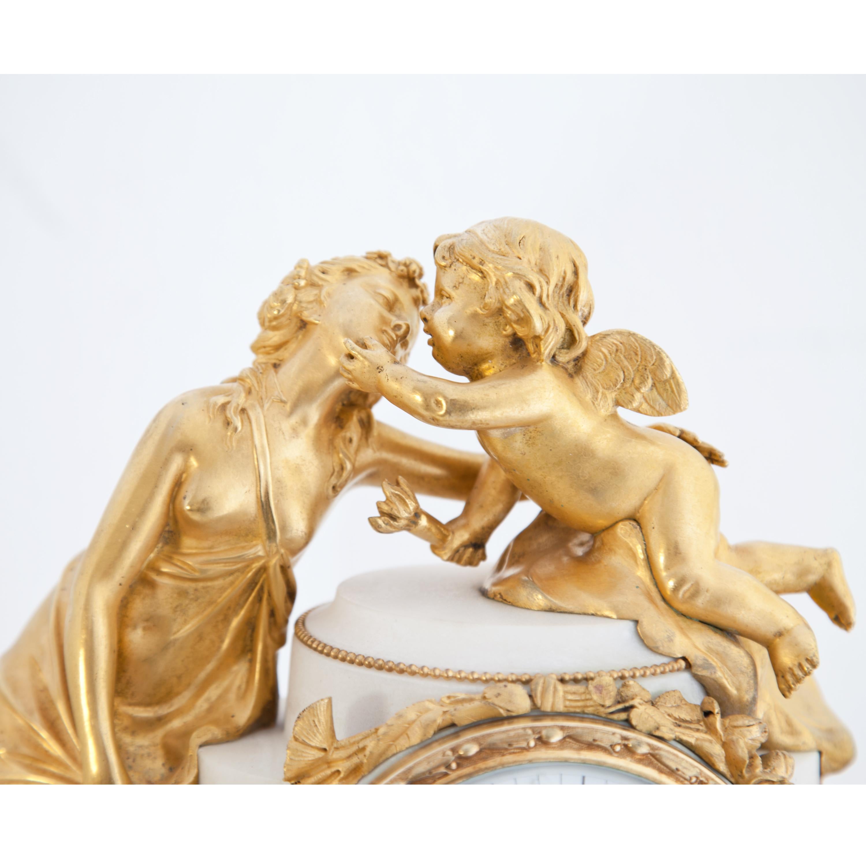 Louis Seize Pendule, Amor and Psyche, with Marble Base, France, circa 1780 4