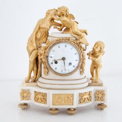 Louis Seize Pendule, Amor and Psyche, with Marble Base, France, circa 1780