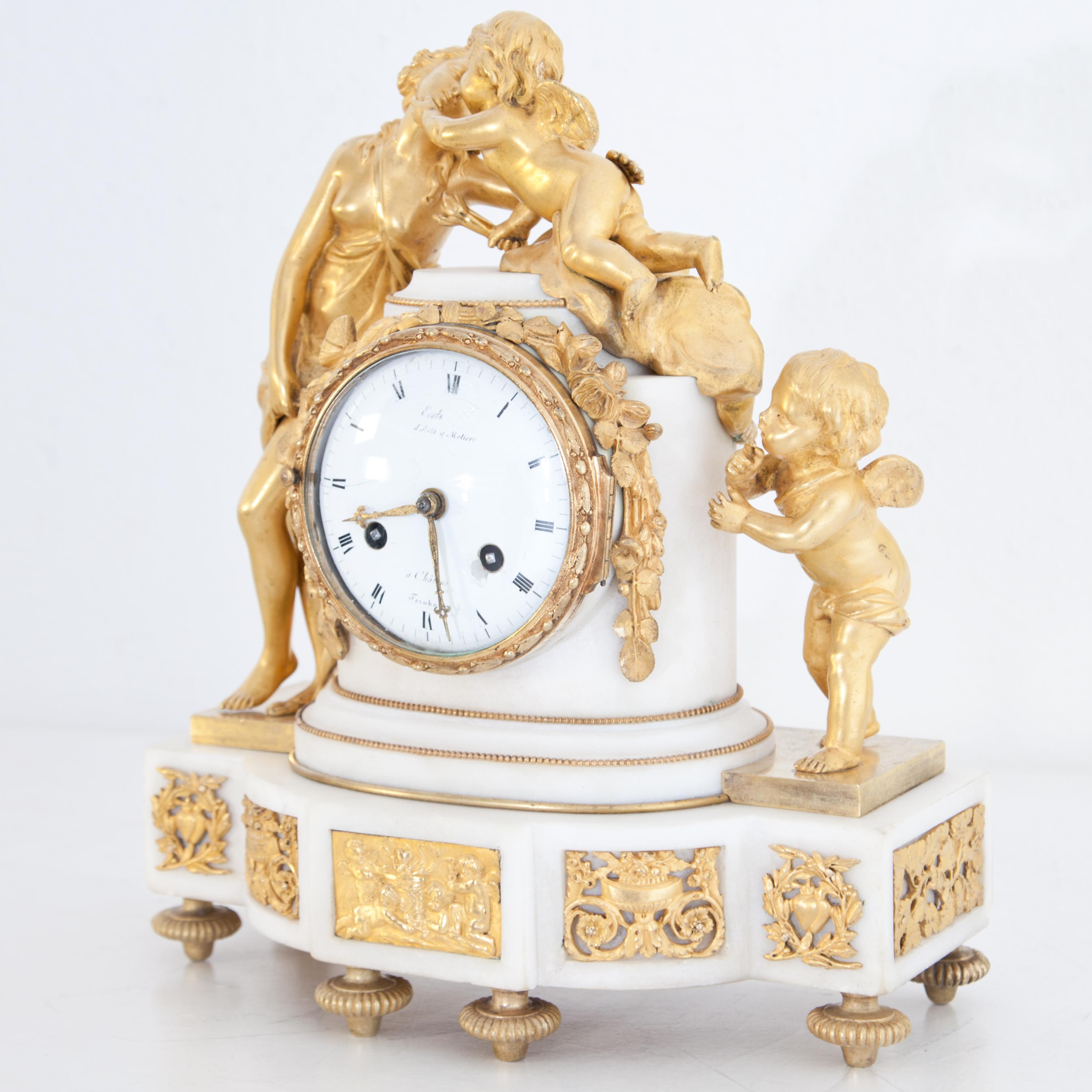 Louis XVI Louis Seize Pendule, Amor and Psyche, with Marble Base, France, circa 1780