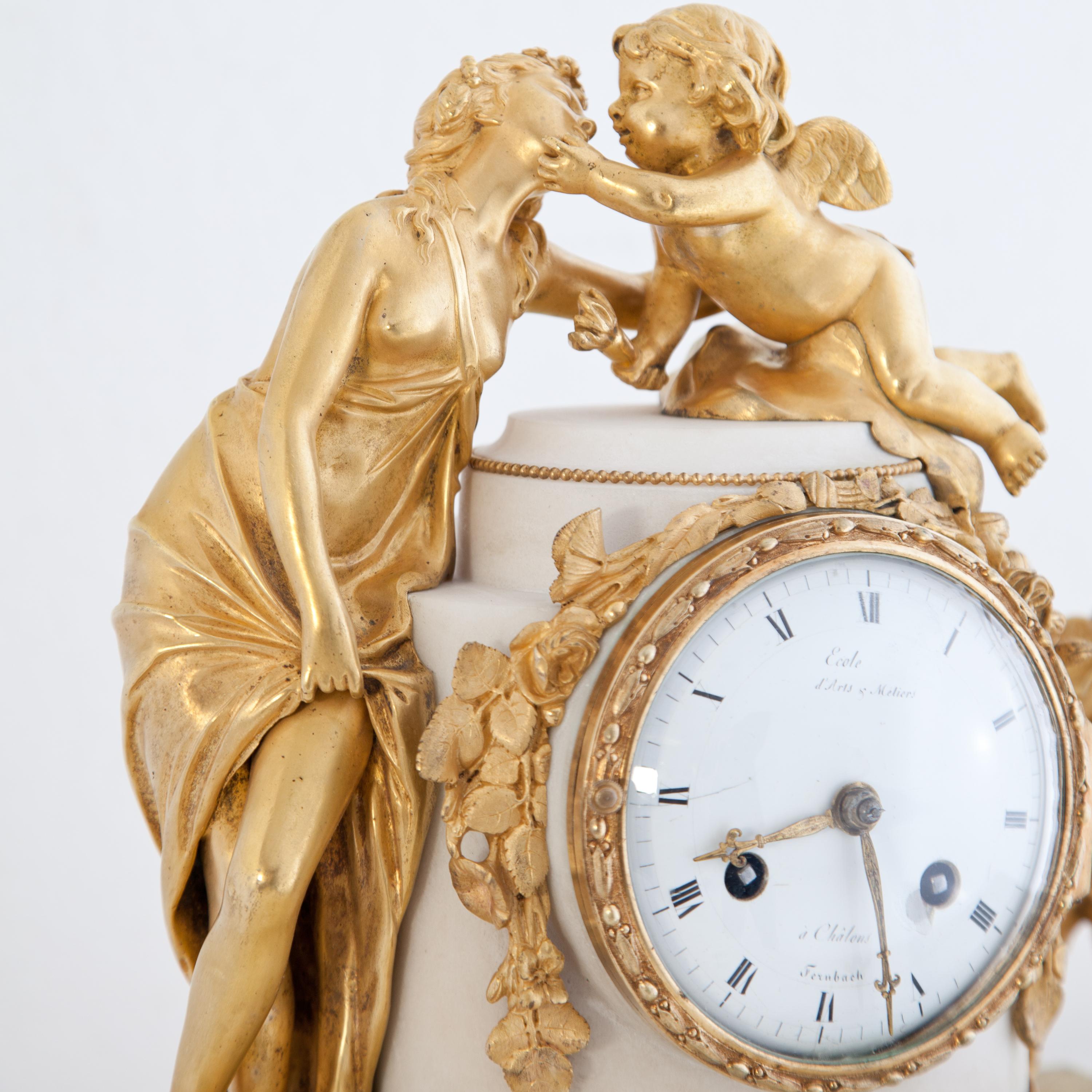 Louis Seize Pendule, Amor and Psyche, with Marble Base, France, circa 1780 2