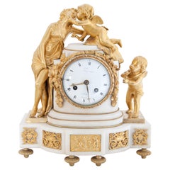 Louis Seize Pendule, Amor and Psyche, with Marble Base, France, circa 1780