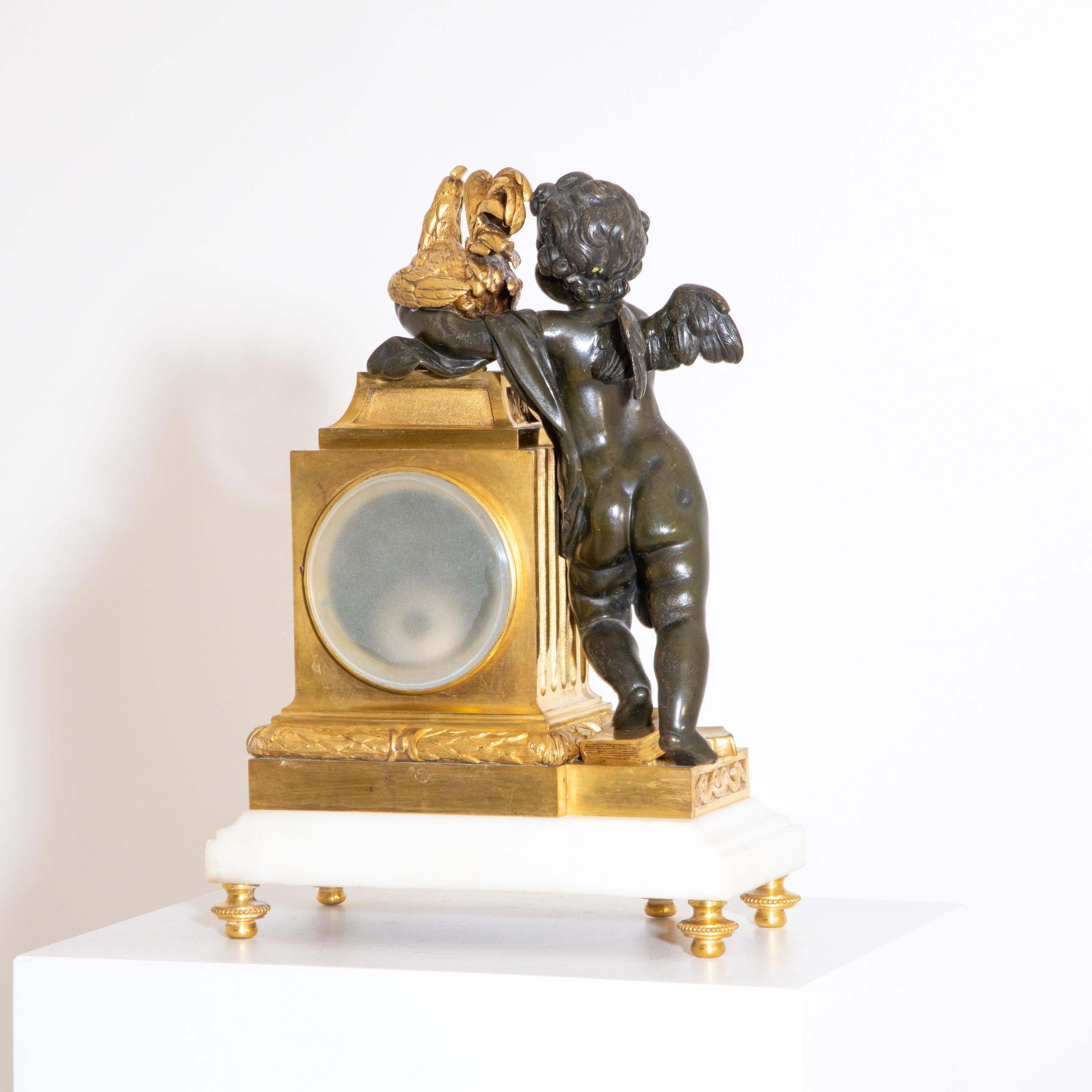 Louis Seize Pendule, Bronze, Partly Gilt, France, circa 1770 In Good Condition In Greding, DE