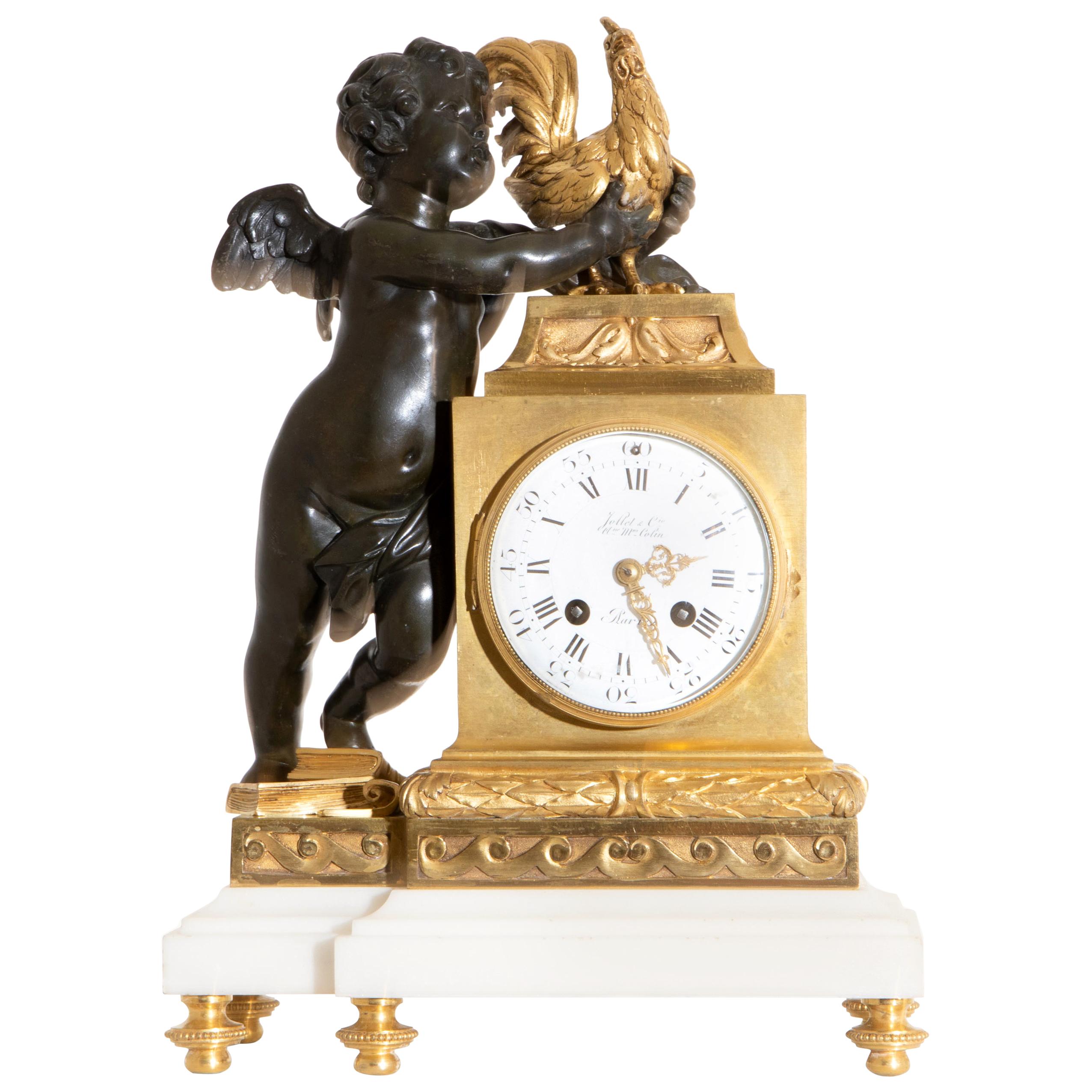 Louis Seize Pendule, Bronze, Partly Gilt, France, circa 1770