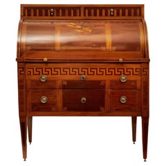 Secrétaire Louis Seize vers 1800 Placage de noyer sur Oak Oak