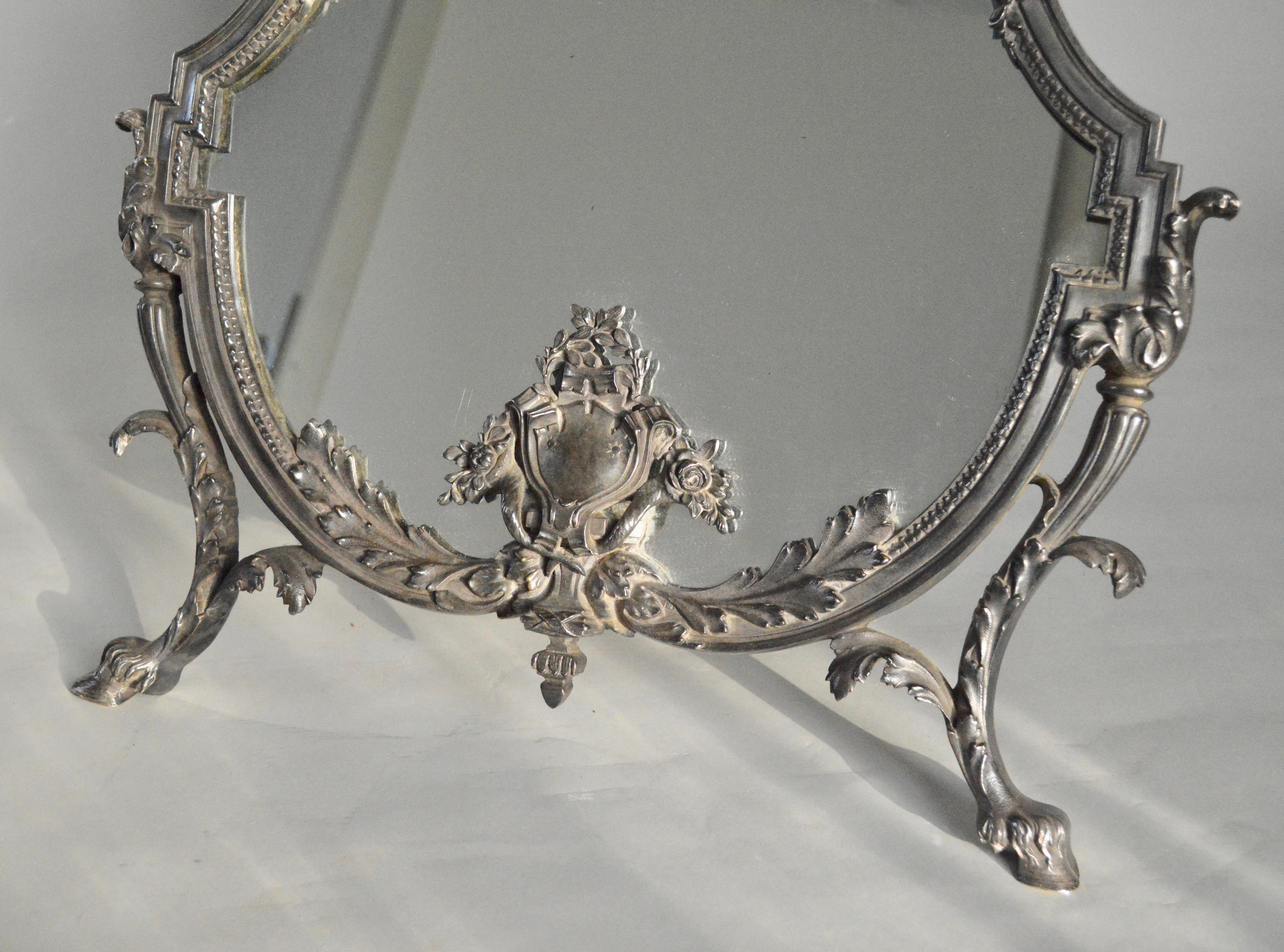 Louis Seize Style Silver Plated Mirror In Good Condition For Sale In Copenhagen, Copenhagen