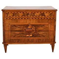Louis Seize XVI Chest Of Drawers in Nutwood with Marquetry, France 1780s