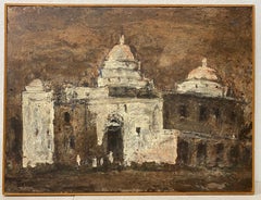 Louie Bassi Siegriest « Church in Mexico » - Peinture à l'huile originale des années 1950