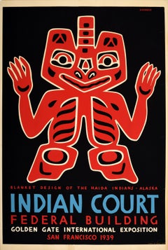 Original Vintage Poster Blanket Design Of The Haida Indians Alaska San Francisco