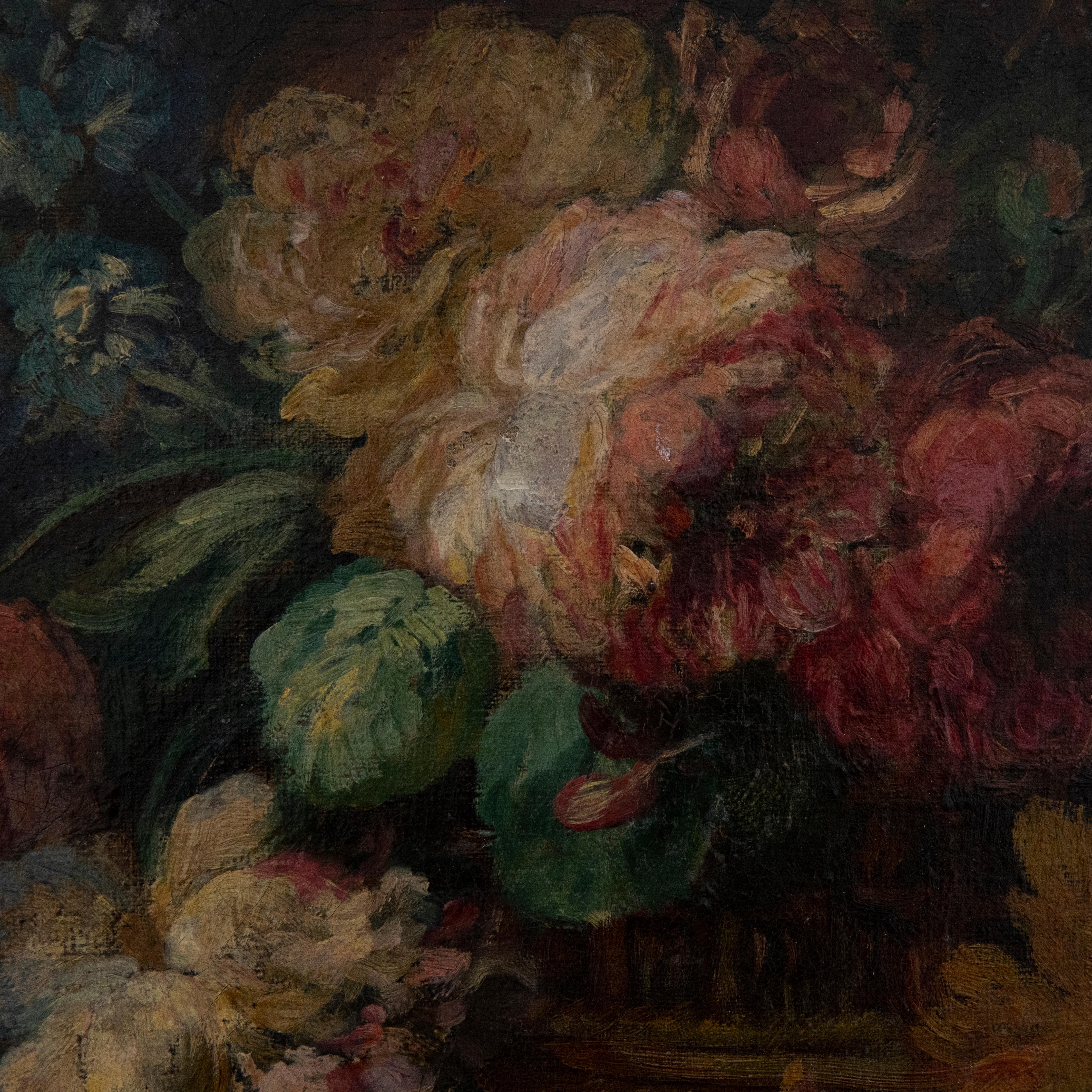 Louis Silas - Framed  19th Century Oil, Still Life of Flowers & Fruit 3