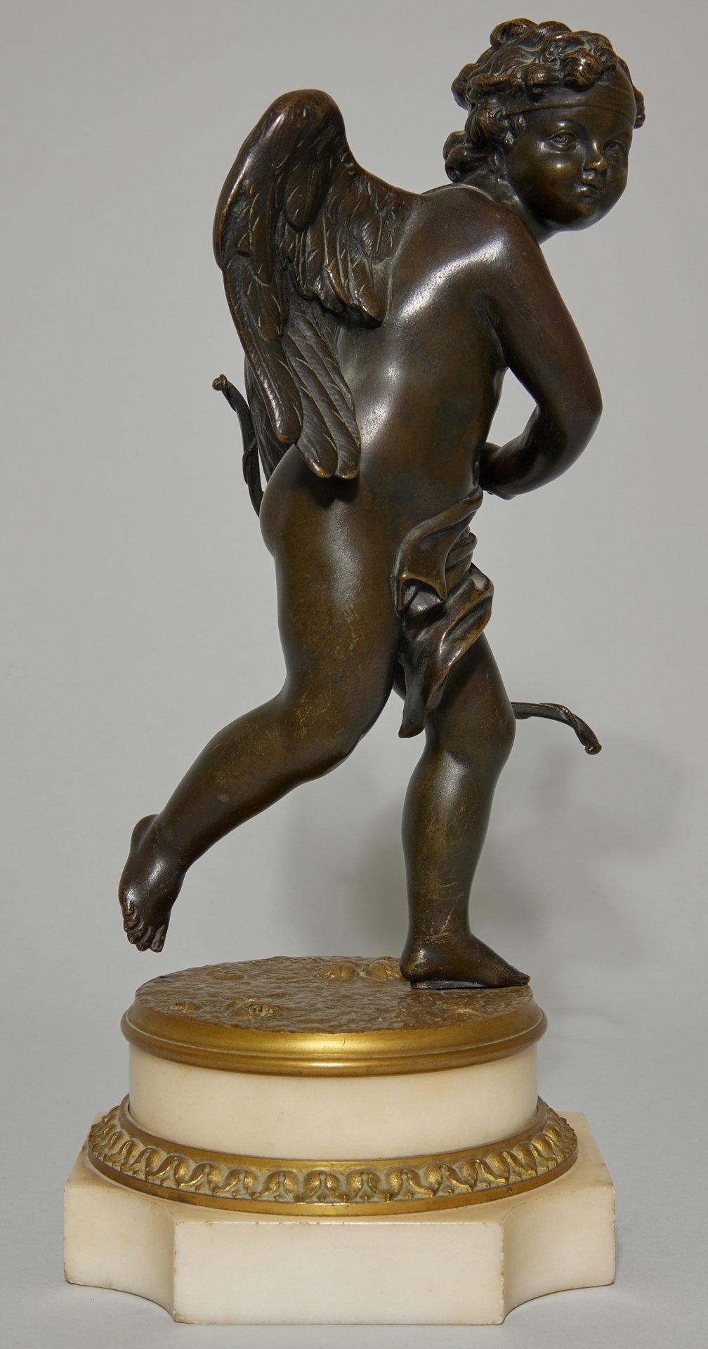 Louis-Simon Boizot (French, 1743-1809)
Cupid
Bronze mounted to marble base
Signed at base
14.75 x 6.5 x 6.5 inches

Louis-Simon Boizot was a French sculptor whose models for biscuit figures for Sèvres porcelain are better-known than his large-scale