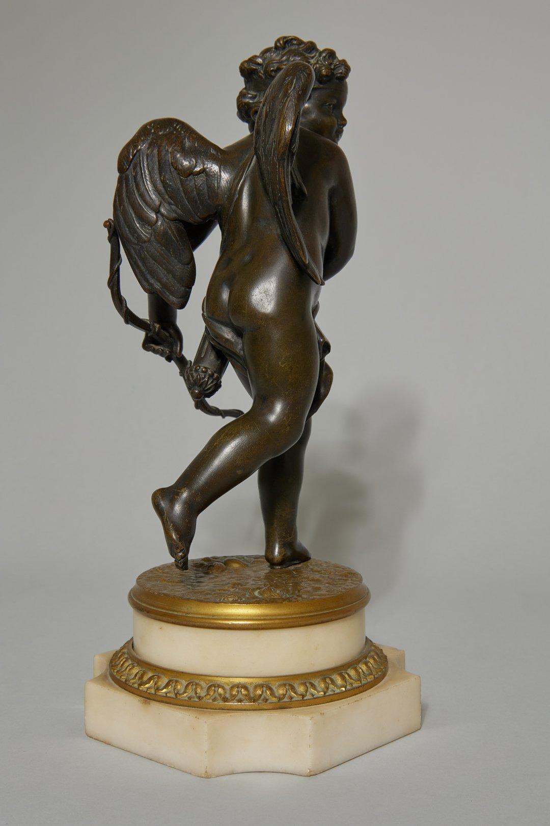 Cupid w/ Bow, Bronze & Marble 18th Century French Sculpture 1