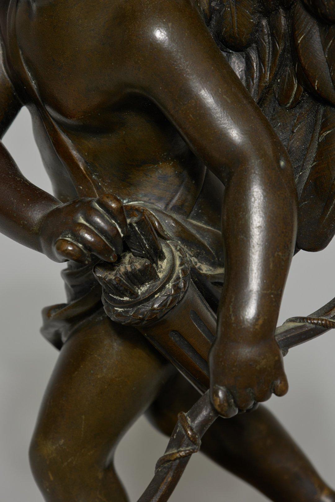 Cupid w/ Bow, Bronze & Marble 18th Century French Sculpture 2