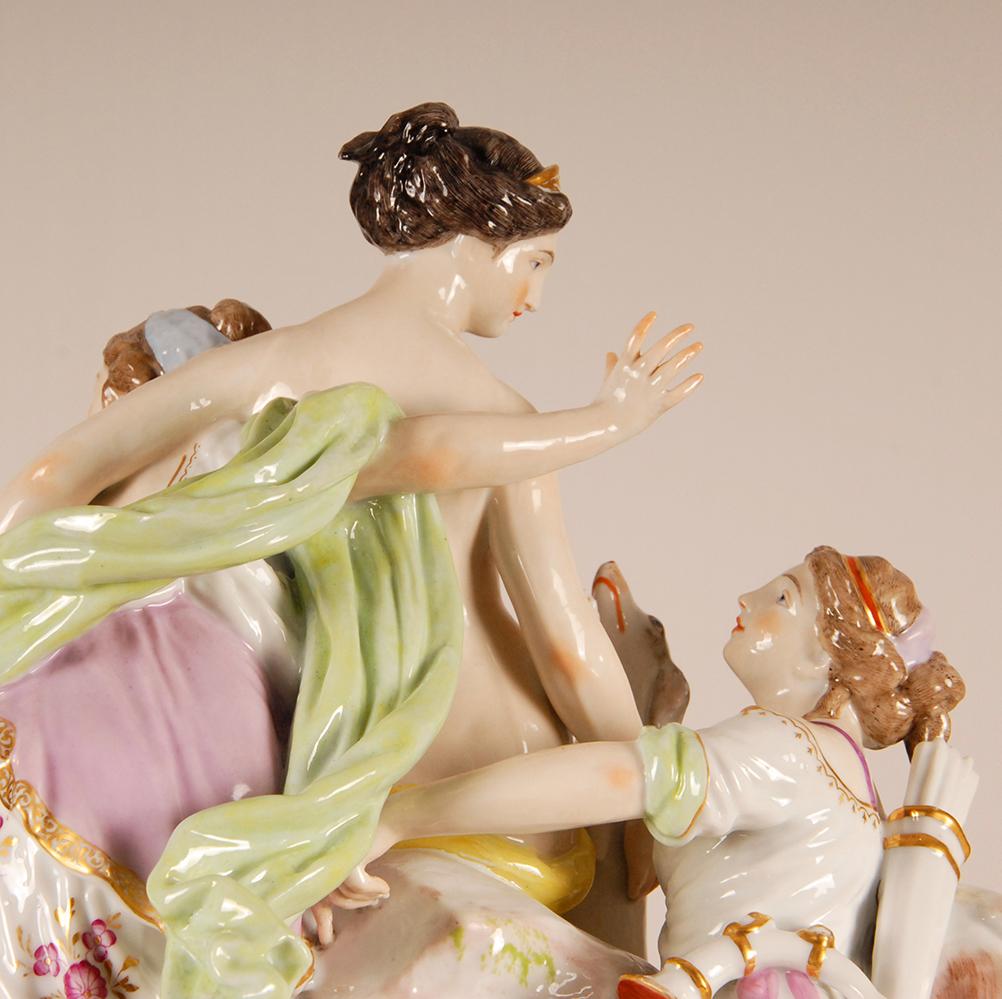 Neoclassical Revival Louis Simon Boizot Sevres Porcelain Figural Group Bathing Diana 19th Century For Sale