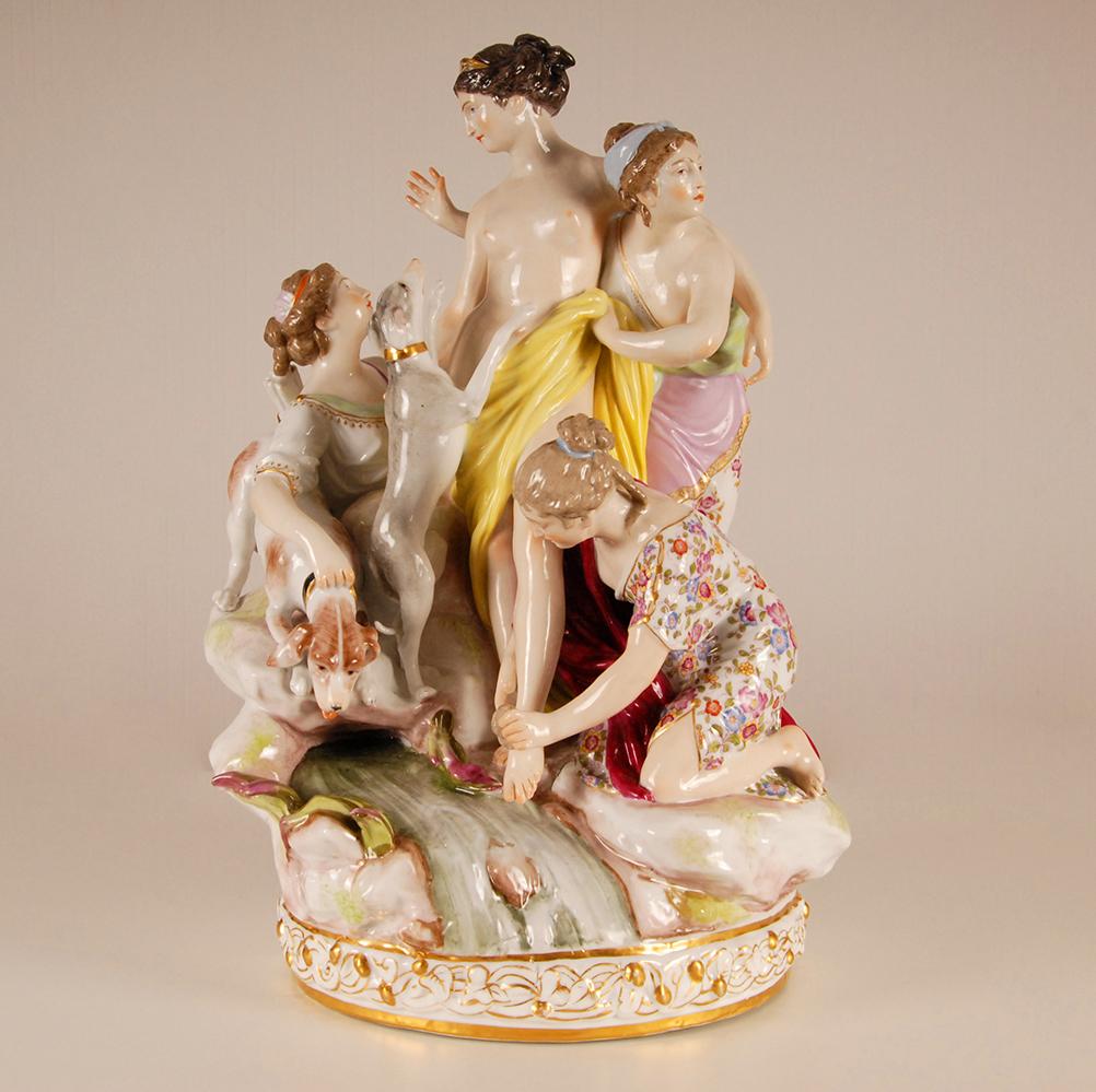 Louis Simon Boizot Sevres Porcelain Figural Group Bathing Diana 19th Century For Sale 1