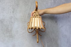 Louis Sognot Bamboo and Rattan Wall Lamp Mid Century Modern 1960, France
