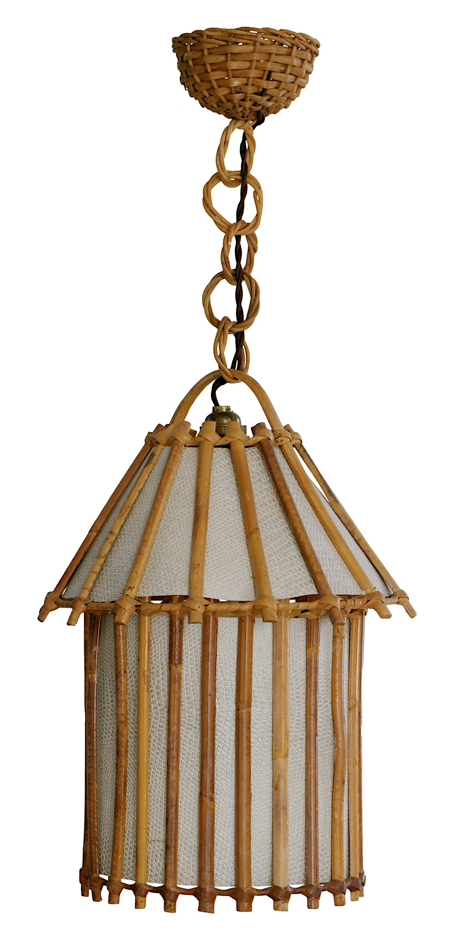 Mid-Century Modern Louis Sognot Bamboo Lantern, 1950s