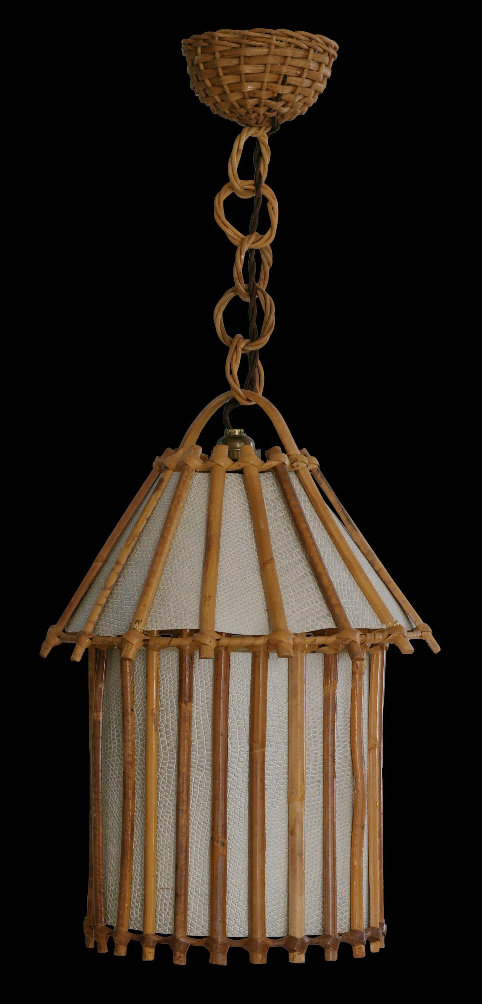 French Louis Sognot Bamboo Lantern, 1950s