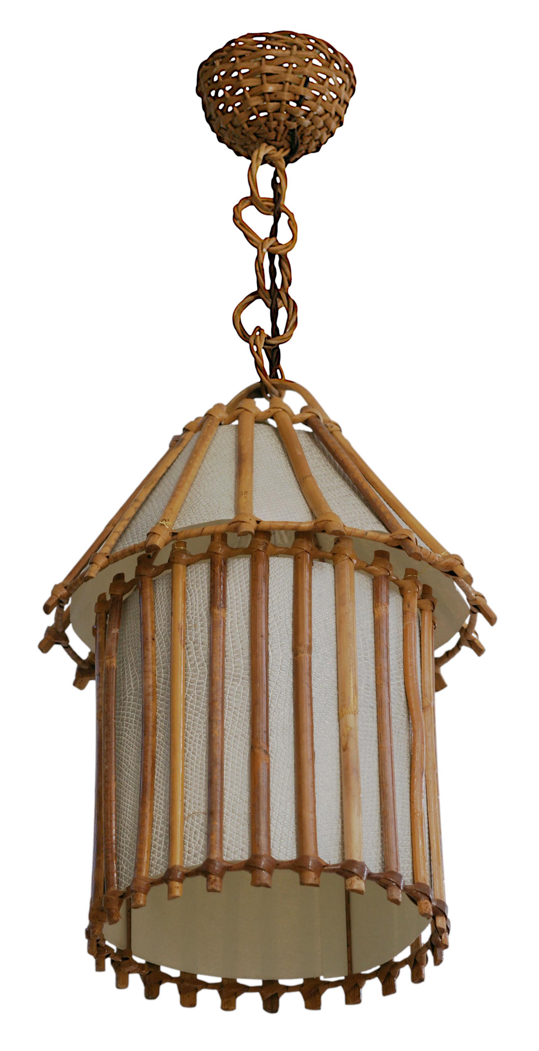 Louis Sognot Bamboo Lantern, 1950s In Good Condition In Saint-Amans-des-Cots, FR