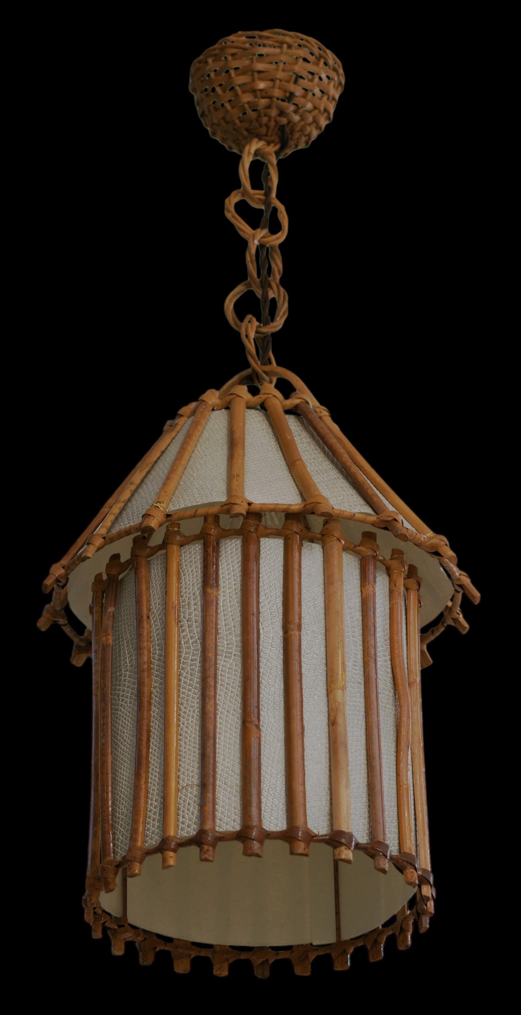 Mid-20th Century Louis Sognot Bamboo Lantern, 1950s