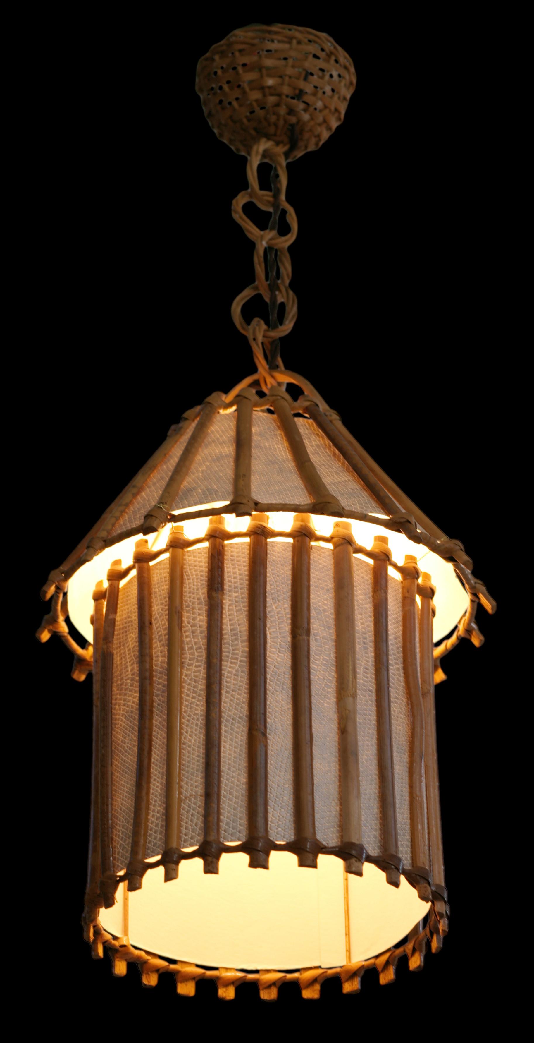 Louis Sognot Bamboo Lantern, 1950s 1