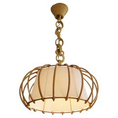 Louis SOGNOT Bamboo Pendant Chandelier, 1950s