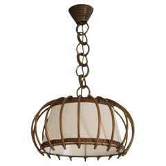 Louis SOGNOT Bamboo Pendant Chandelier, 1950s