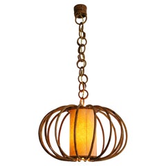 Louis SOGNOT Bamboo Pendant Chandelier, 1950s