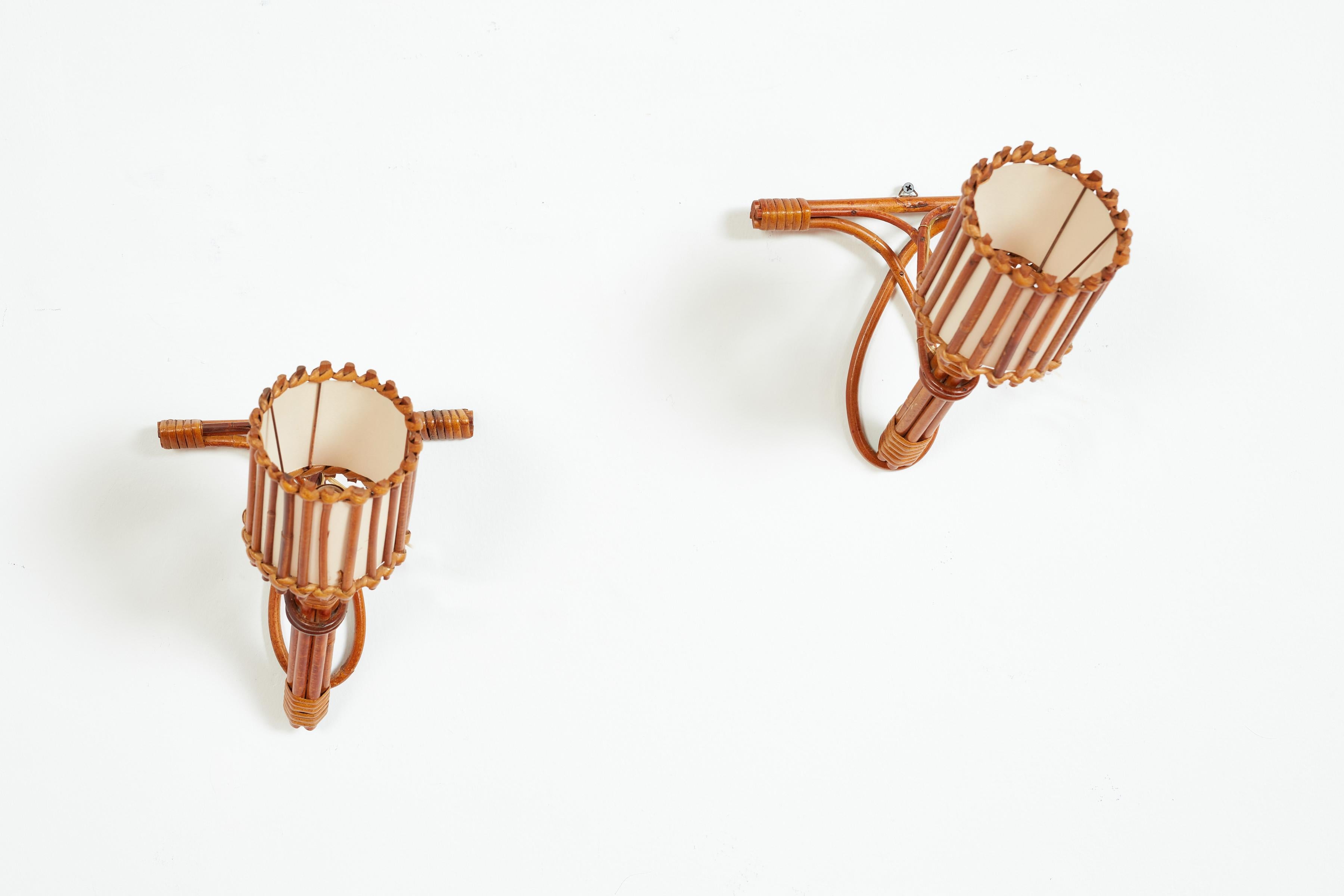 French Louis Sognot Bamboo Sconces For Sale