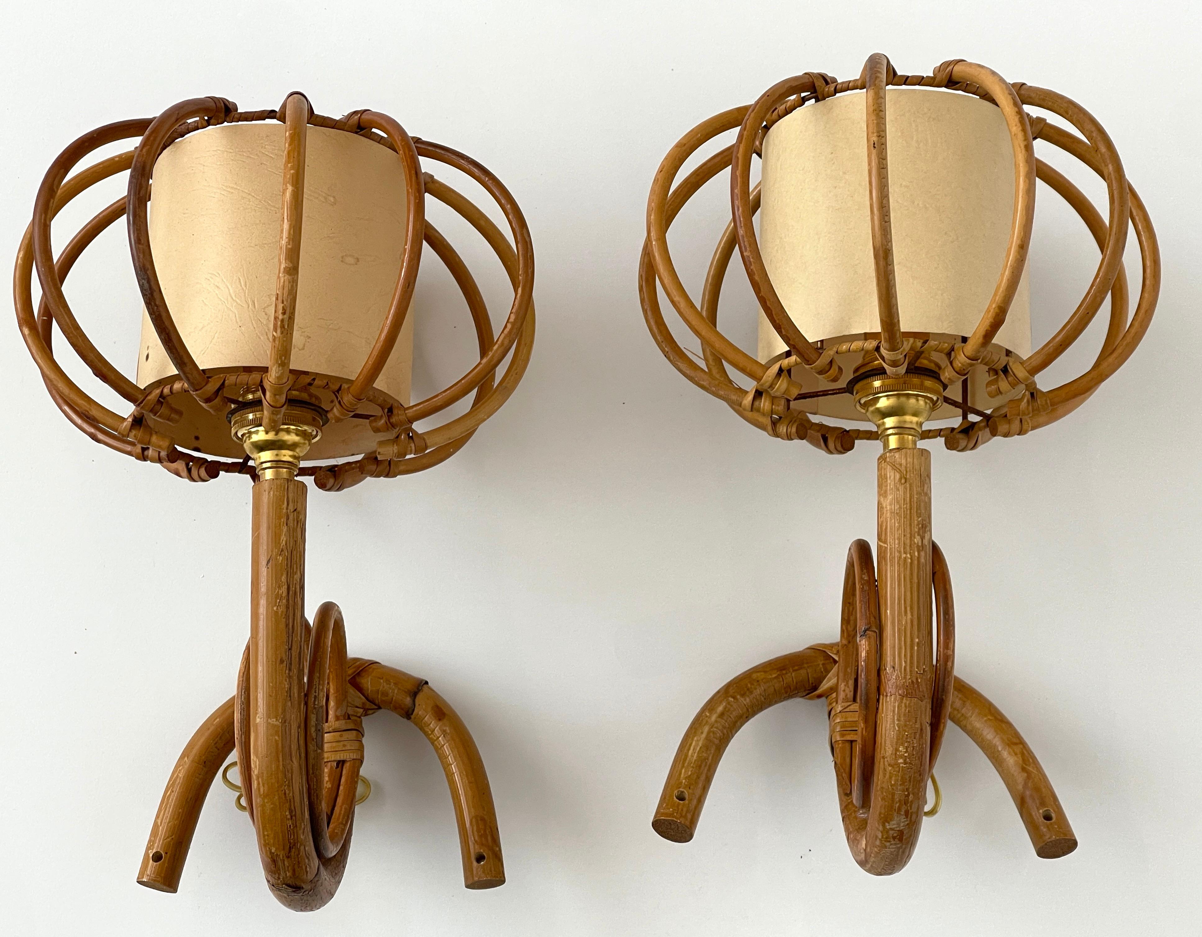 Louis Sognot Bamboo Sconces For Sale 1