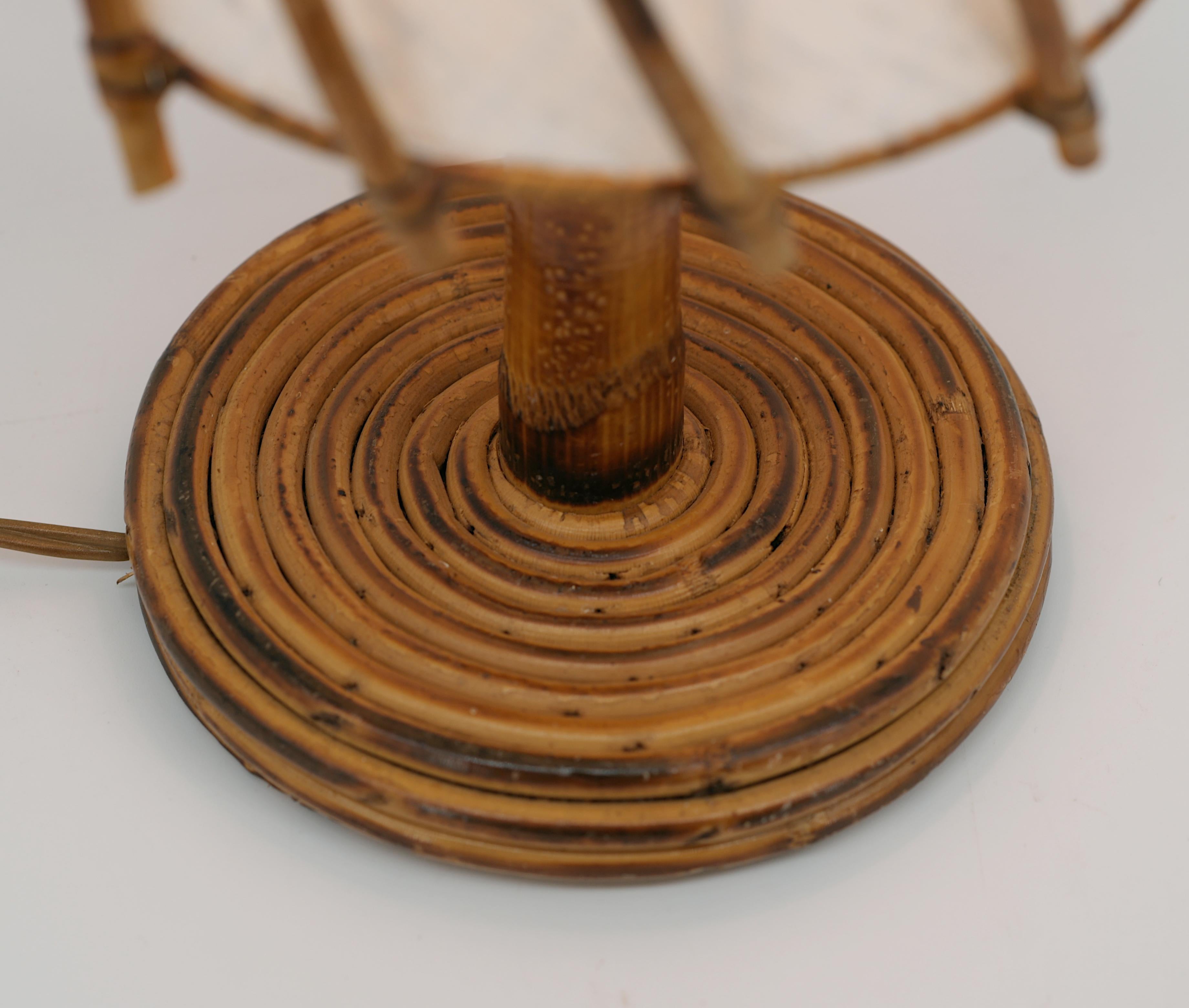 Lámpara de mesa de bambú Louis SOGNOT, años 50 en venta 1