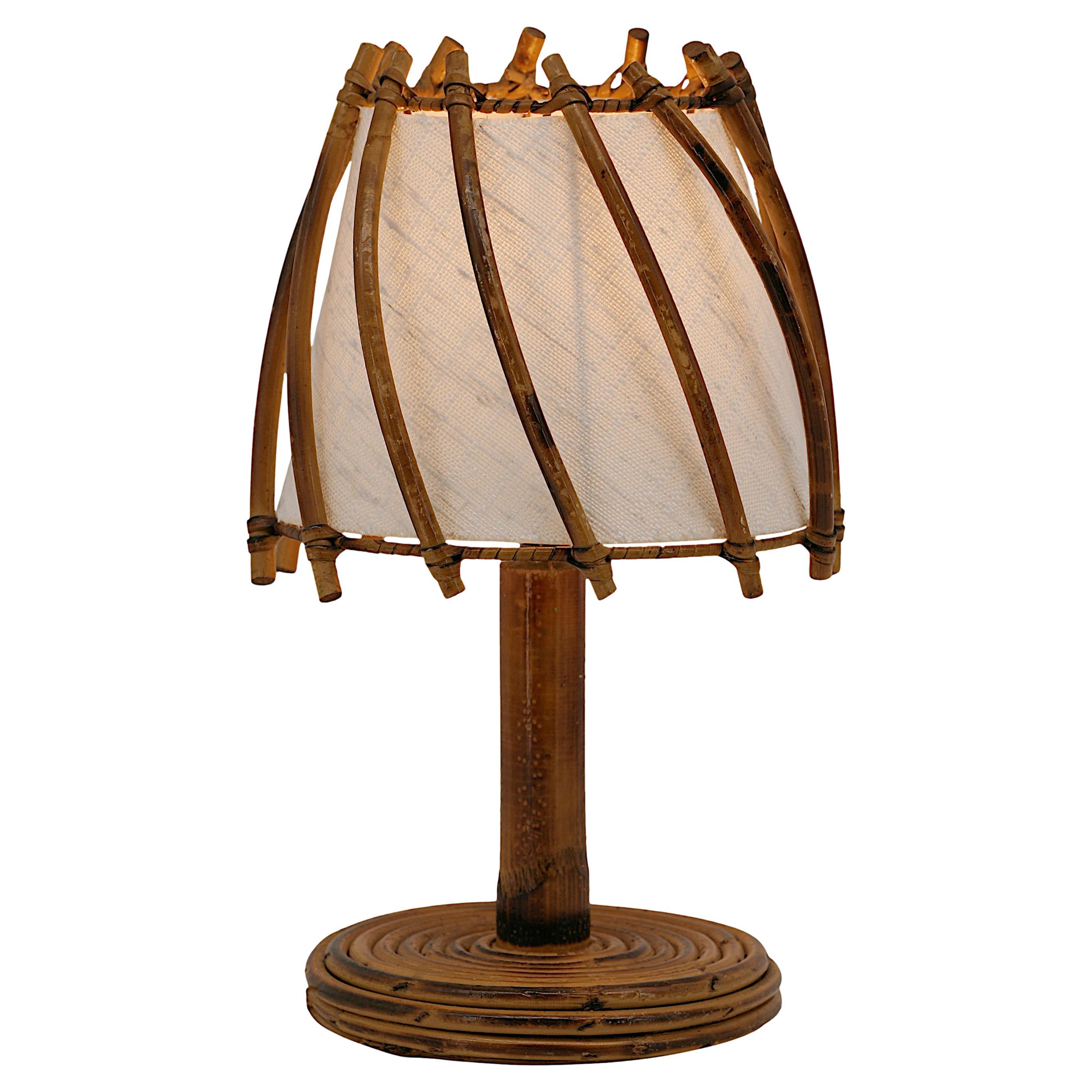 Louis SOGNOT Bamboo Table Lamp, 1950s