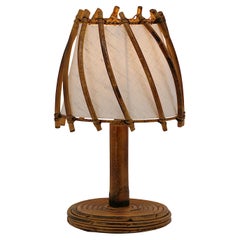 Lampada da tavolo in bambù Louis Sognot, anni '50