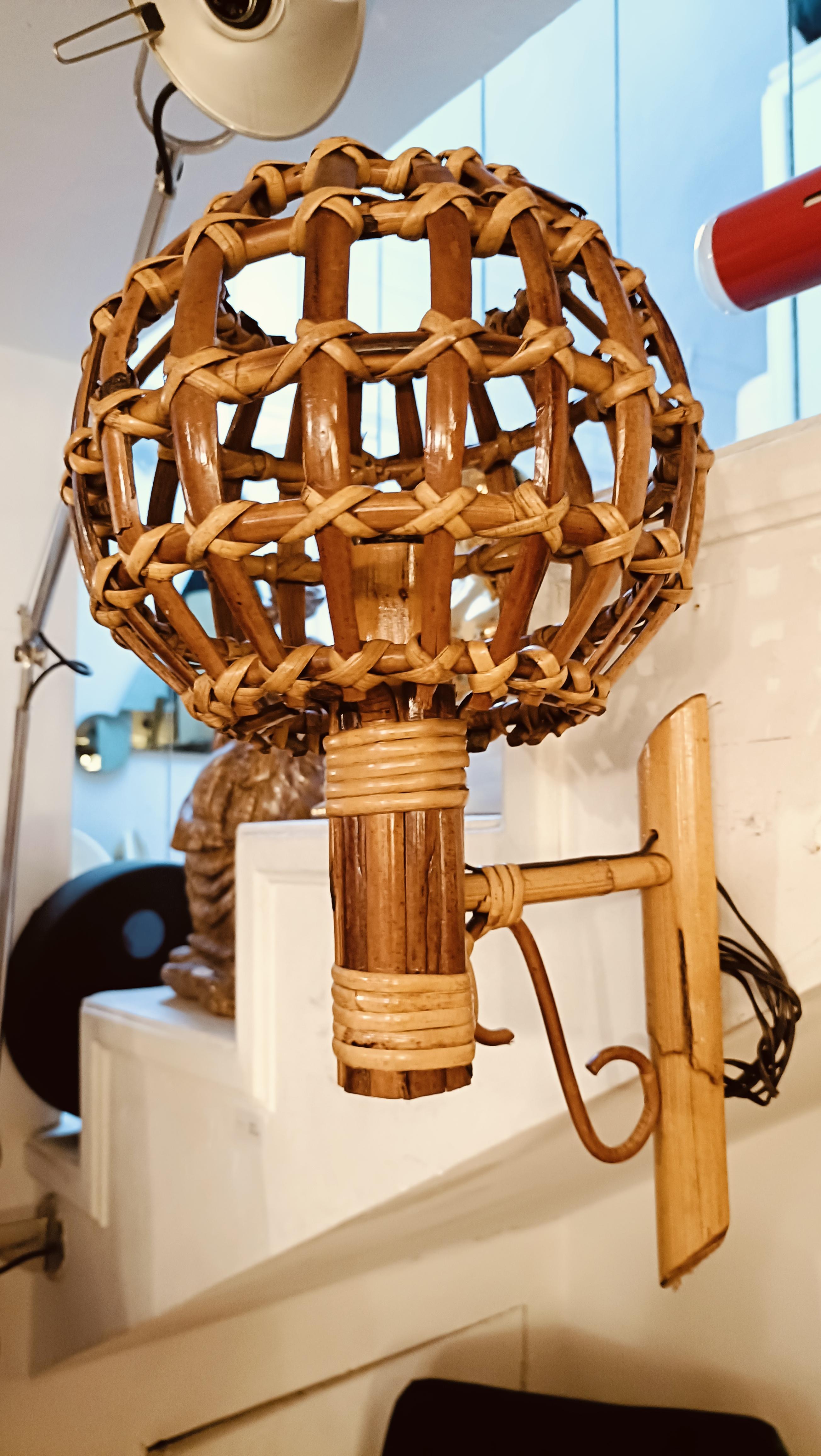 Bambù Louis Sognot Coppia di Lampade da Parete 