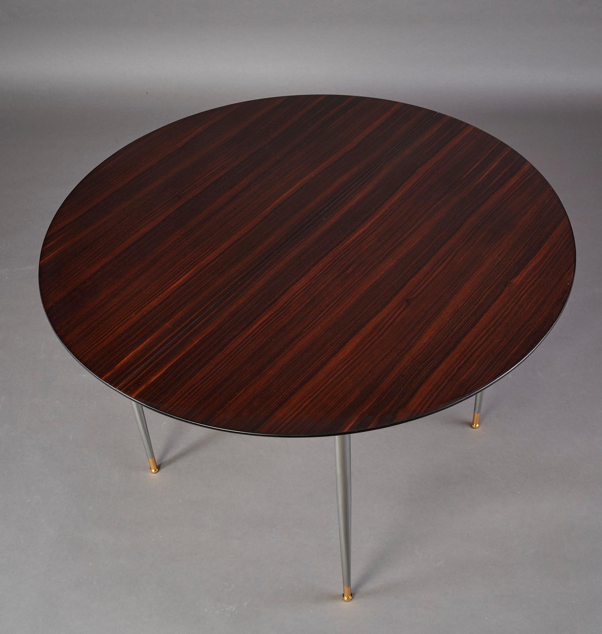 Mid-Century Modern Louis Sognot Exceptional Macassar Ebony Center or Dining Table, France, 1950s