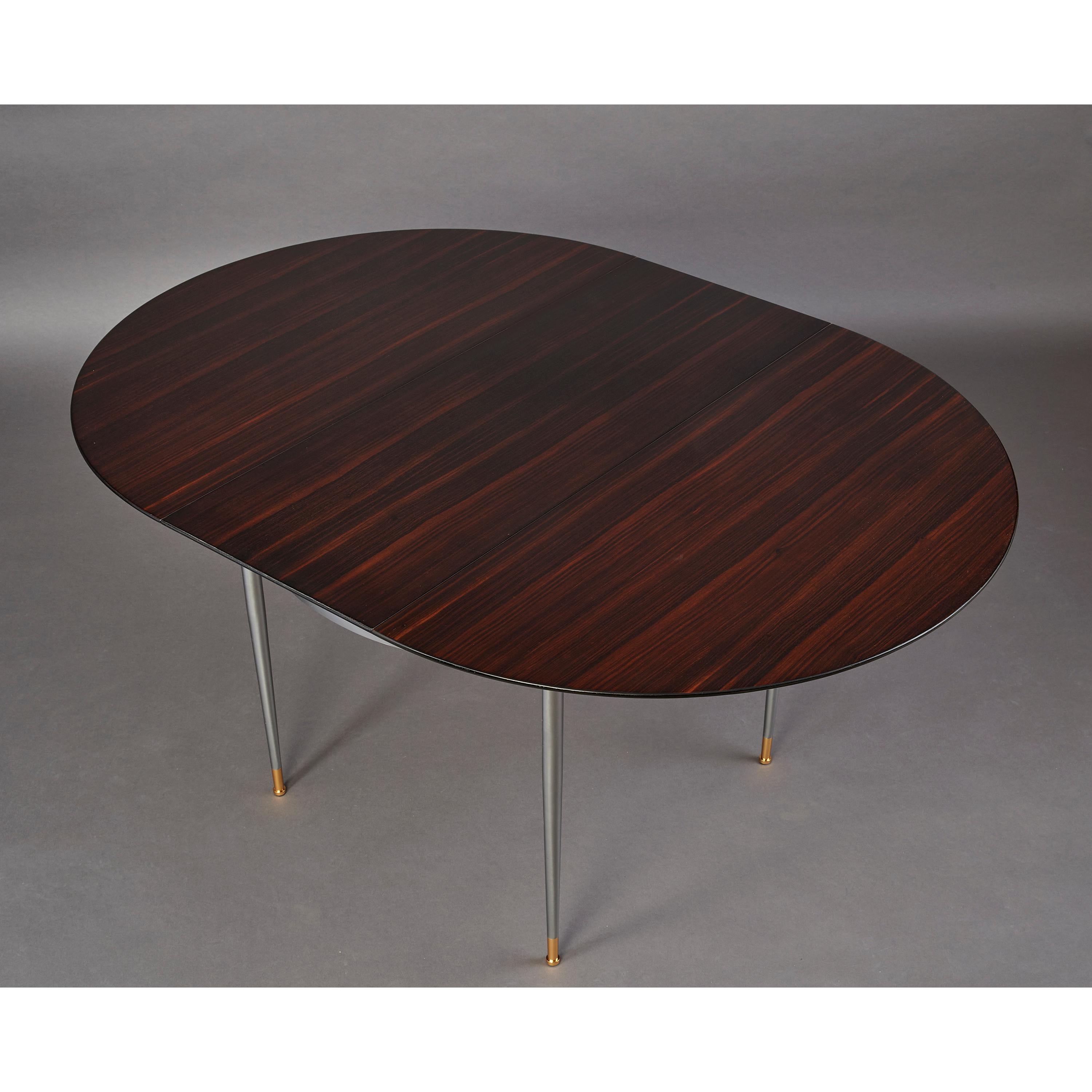 Polished Louis Sognot Exceptional Macassar Ebony Center or Dining Table, France, 1950s
