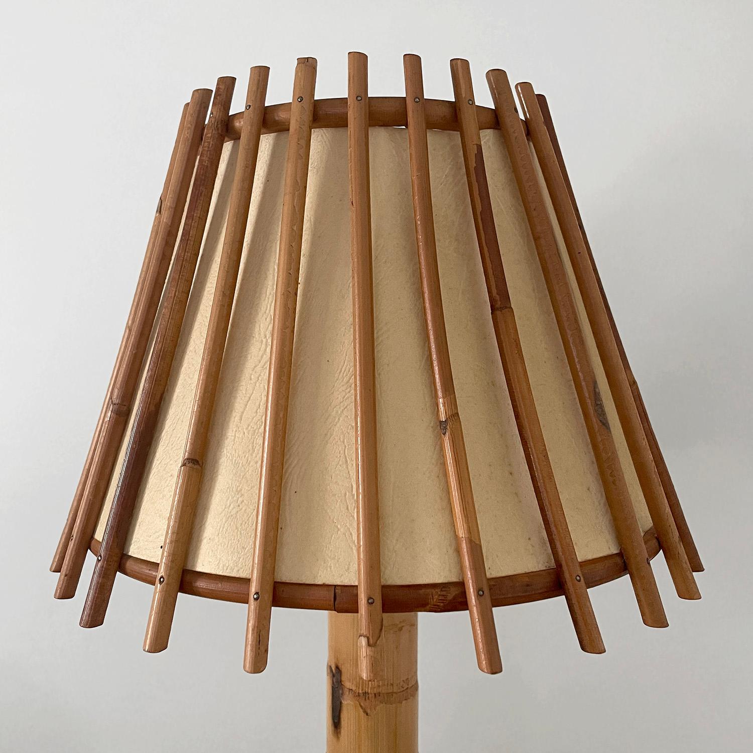 Louis Sognot French Bamboo & Rattan Table Lamp For Sale 5