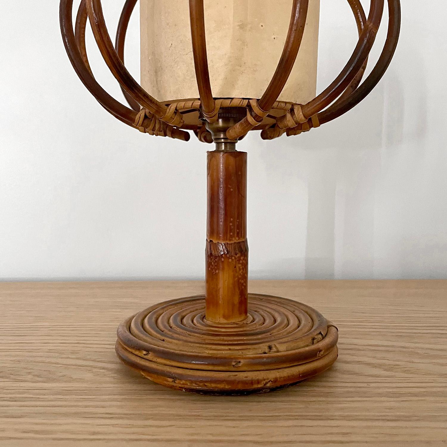 Louis Sognot French Rattan Lamp For Sale 4
