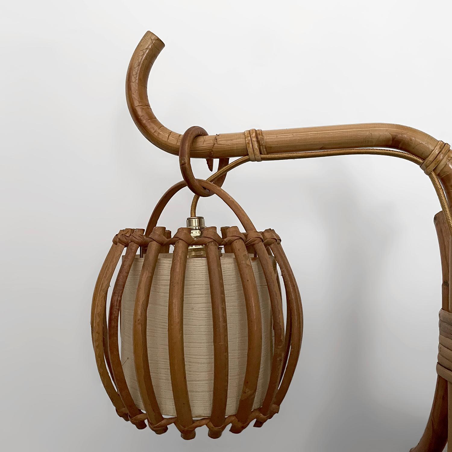 Louis Sognot French Rattan Single Lantern Sconce For Sale 7