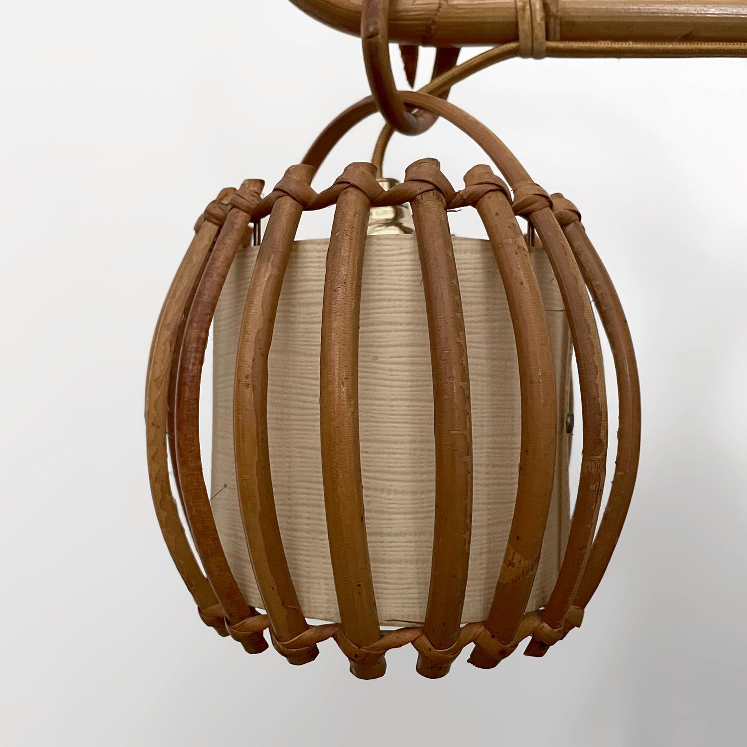 Louis Sognot French Rattan Single Lantern Sconce For Sale 8