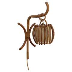 Louis Sognot Französisch Rattan Einzel Laterne Wandleuchter