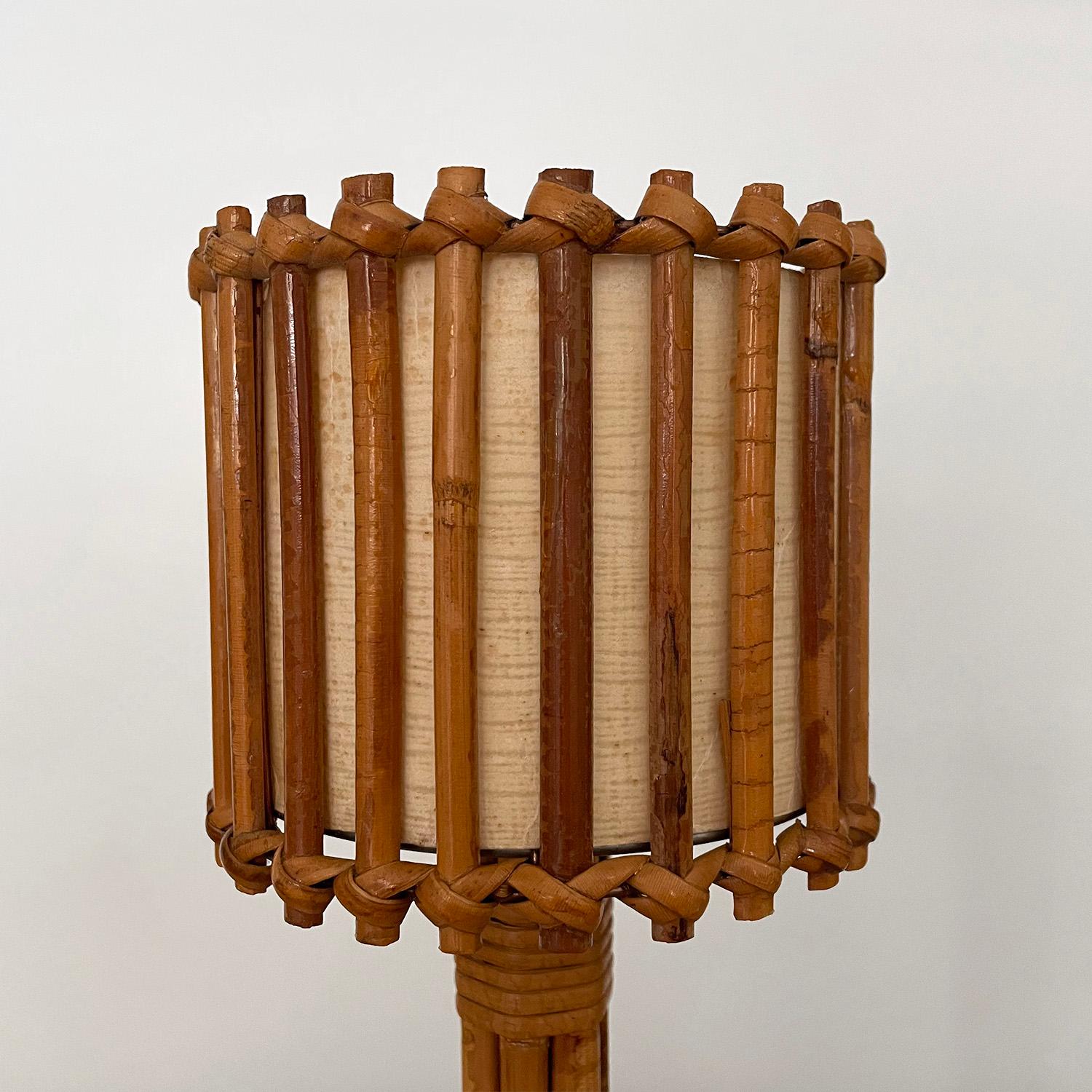 Louis Sognot French Rattan Table Lamp In Good Condition For Sale In Los Angeles, CA