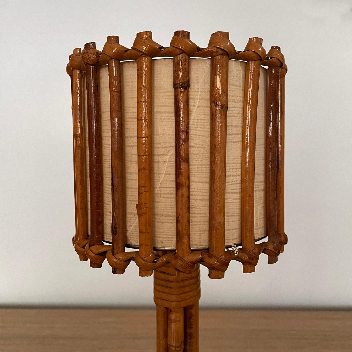 Louis Sognot French Rattan Table Lamp For Sale 3